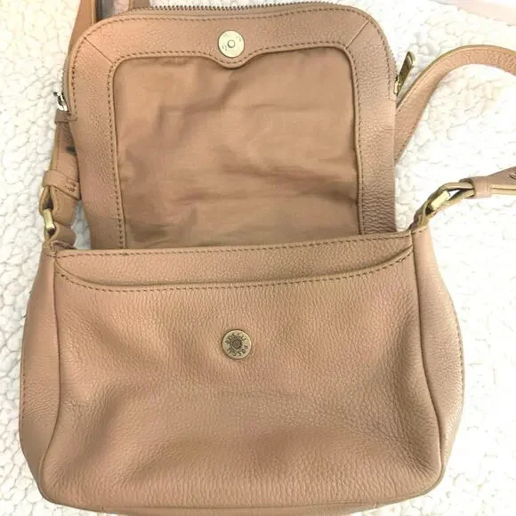 Fossil Leather Preston Small Flap Crossbody Handbag Tan Latte Khaki - Picture 6 of 9